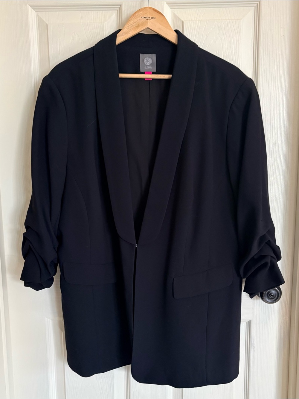 Vince Camuto Black Shawl-Collar Hook and Eye Close Blazer 22X